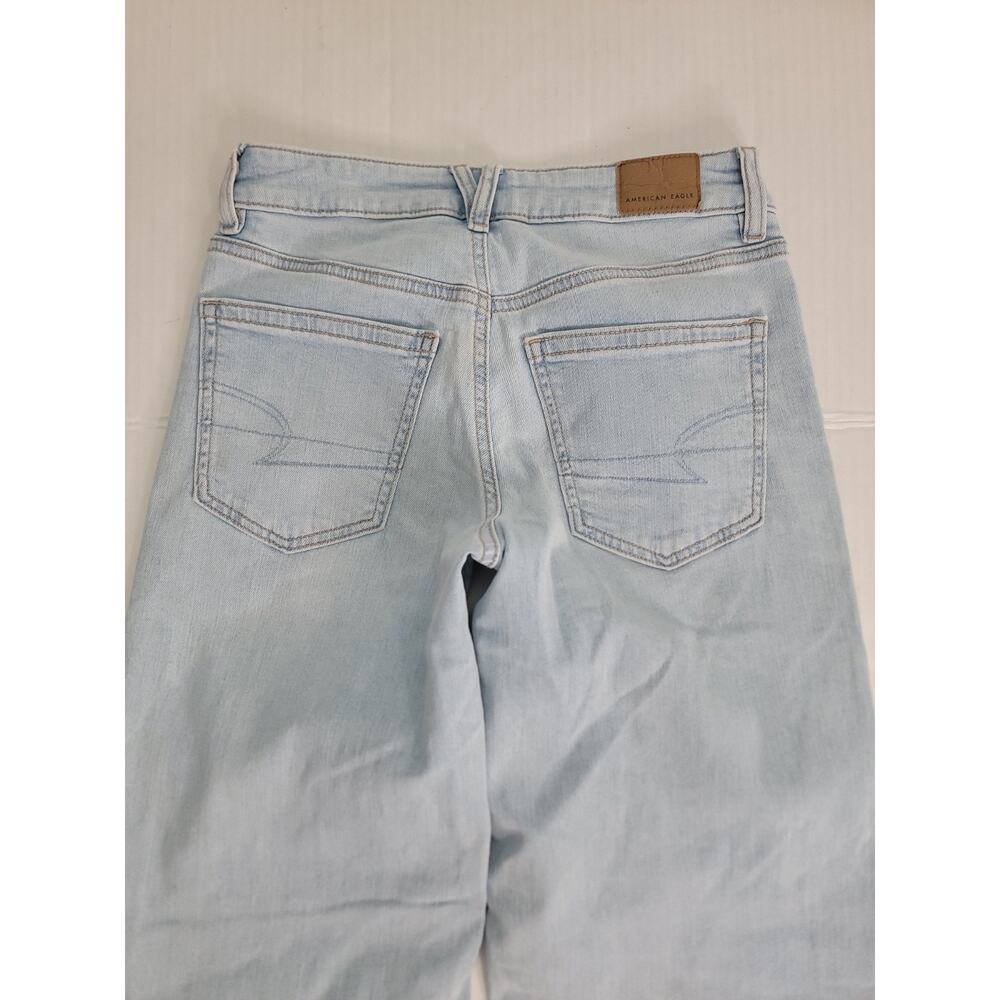 AMERICAN EAGLE Jeans Sz 000 Low Rise Baggy Wide Leg Drapey Light Wash Retro - Picture 11 of 12